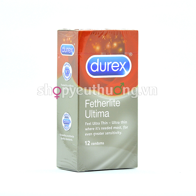 Bao cao su Durex Fetherlite Ultima - Hộp 12 chiếc - siêu mỏng hơn tới 20% - “nhẹ tựa lông hồng” 