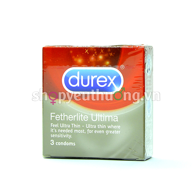 Bao cao su Durex Fetherlite Ultima - Hộp 3 chiếc - siêu mỏng hơn tới 20% - “nhẹ tựa lông hồng” 